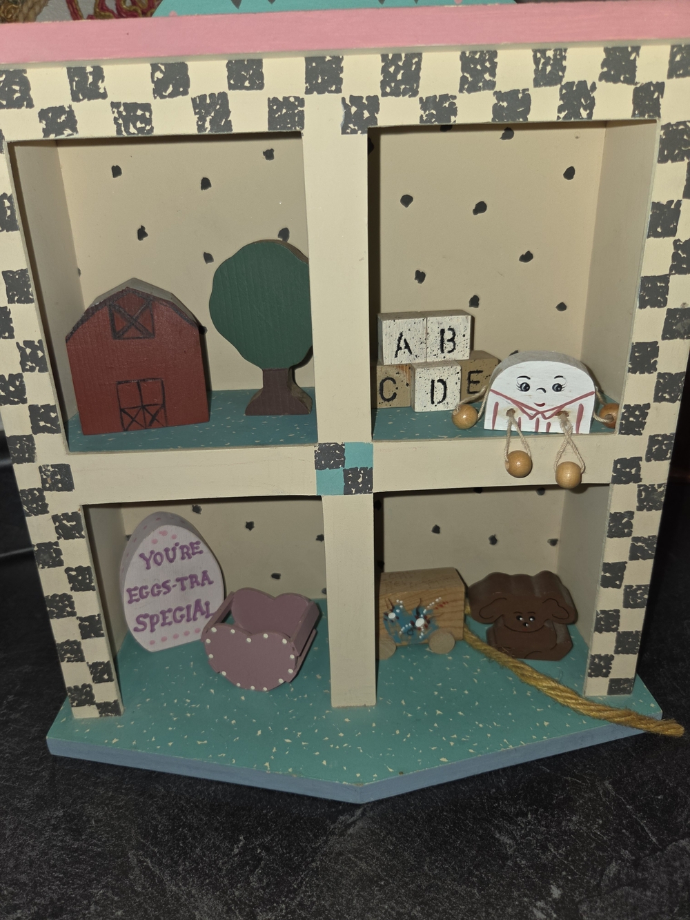 Hallmark Teal, Cream & Pink 4-Cubby Trinket Shelve